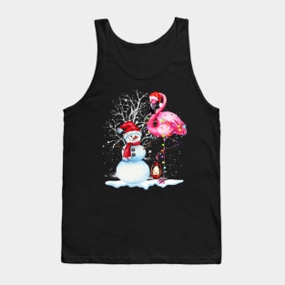 Awesome Flamingo Snowman Winter Snow Merry Christmas Tank Top